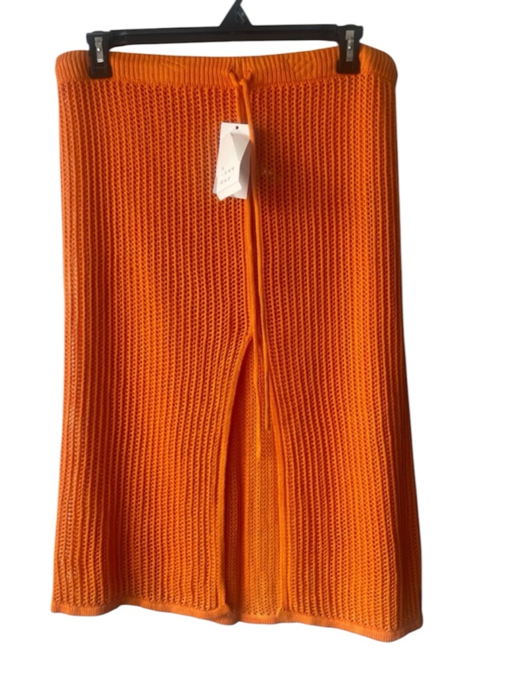 a new day Bright Orange Knit Midi Skirt with Center Slit